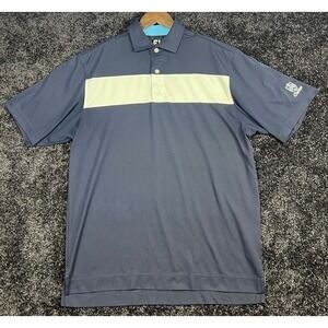 FootJoy Golf Polo Shirt Mens Medium Blue White Chartiers Logo Faint Wear